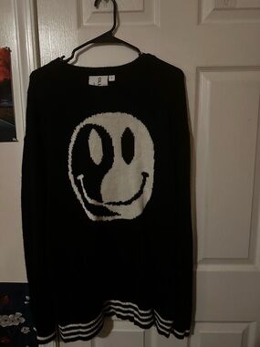 Collusion Black Smiley Knit Crewneck Sweater
